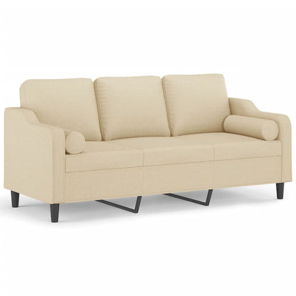 3-Sitzer-Sofa mit Zierkissen Creme 180 cm Stoff