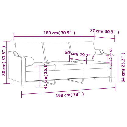 3-Sitzer-Sofa mit Zierkissen Taupe 180 cm Stoff