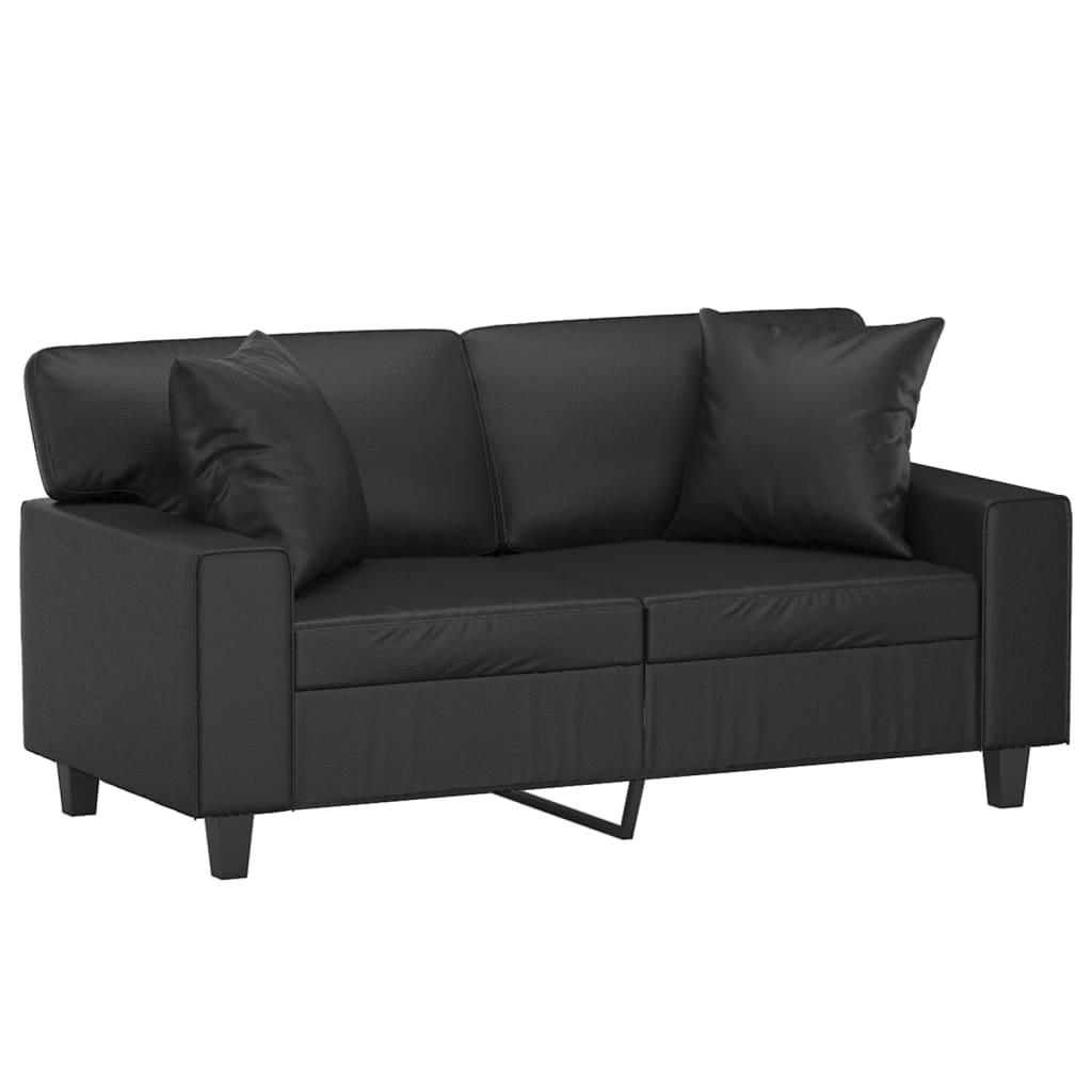 2-Sitzer-Sofa mit Zierkissen Schwarz 120 cm Kunstleder