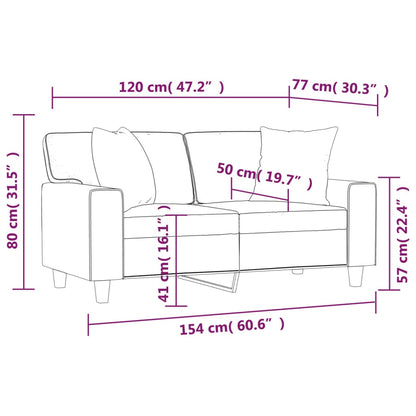 2-Sitzer-Sofa mit Zierkissen Schwarz 120 cm Kunstleder