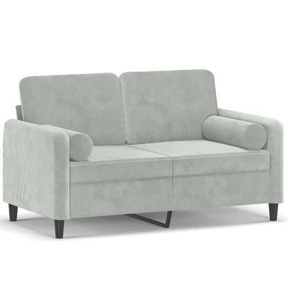 2-Sitzer-Sofa mit Zierkissen Hellgrau 120 cm Samt