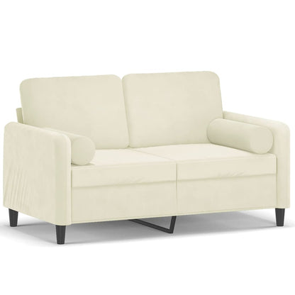 2-Sitzer-Sofa mit Zierkissen Creme 120 cm Samt