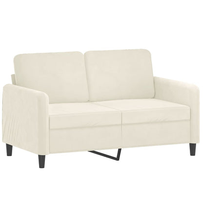 2-Sitzer-Sofa mit Zierkissen Creme 120 cm Samt