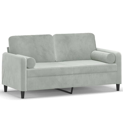 2-Sitzer-Sofa mit Zierkissen Hellgrau 140 cm Samt