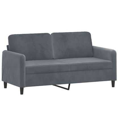 2-Sitzer-Sofa mit Zierkissen Dunkelgrau 140 cm Samt