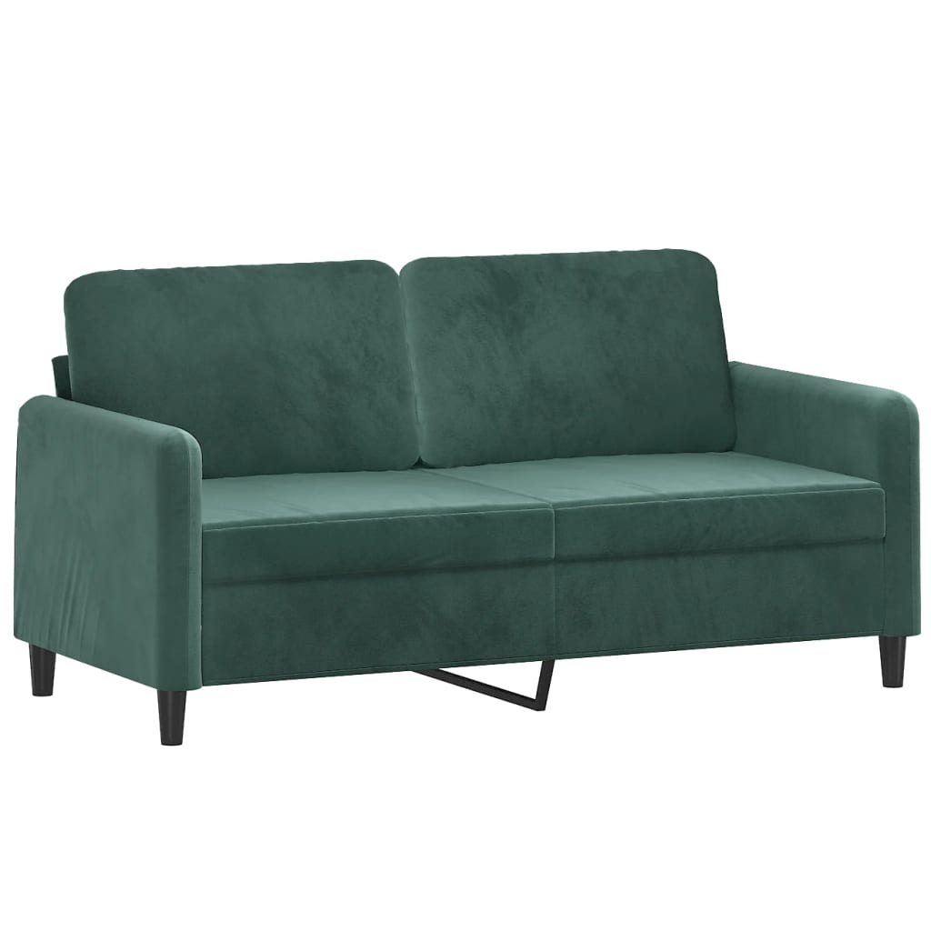 2-Sitzer-Sofa mit Zierkissen Dunkelgrün 140 cm Samt