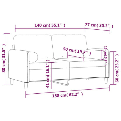 2-Sitzer-Sofa mit Zierkissen Schwarz 140 cm Samt