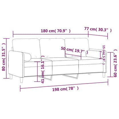 3-Sitzer-Sofa mit Zierkissen Dunkelgrau 180 cm Samt