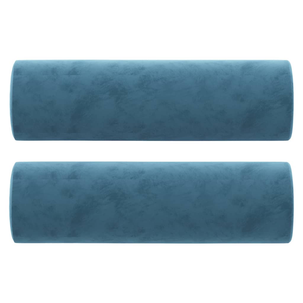 3-Sitzer-Sofa mit Zierkissen Blau 180 cm Samt