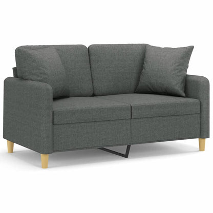 2-Sitzer-Sofa mit Zierkissen Dunkelgrau 120 cm Stoff