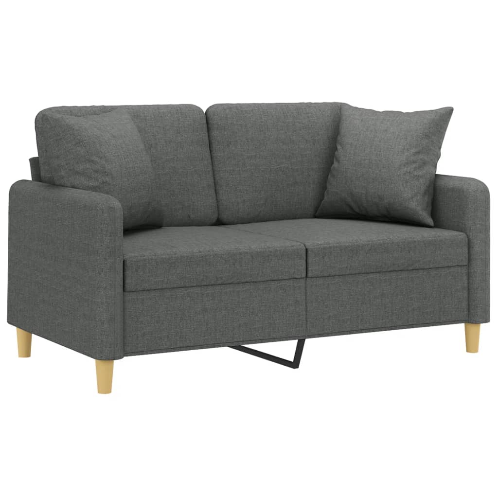 2-Sitzer-Sofa mit Zierkissen Dunkelgrau 120 cm Stoff