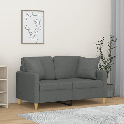 2-Sitzer-Sofa mit Zierkissen Dunkelgrau 120 cm Stoff