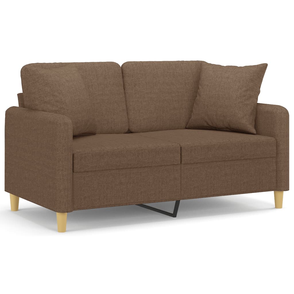 2-Sitzer-Sofa mit Zierkissen Braun 120 cm Stoff