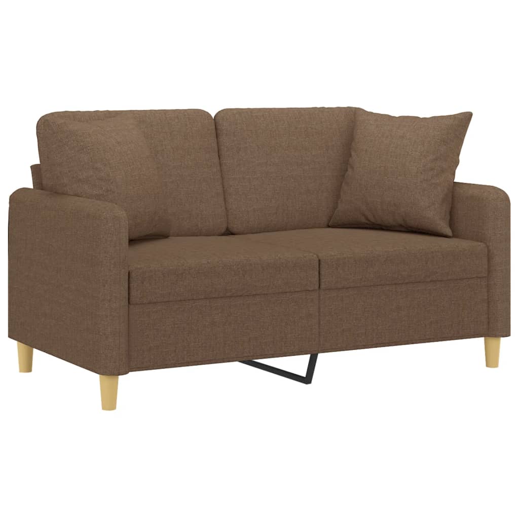 2-Sitzer-Sofa mit Zierkissen Braun 120 cm Stoff