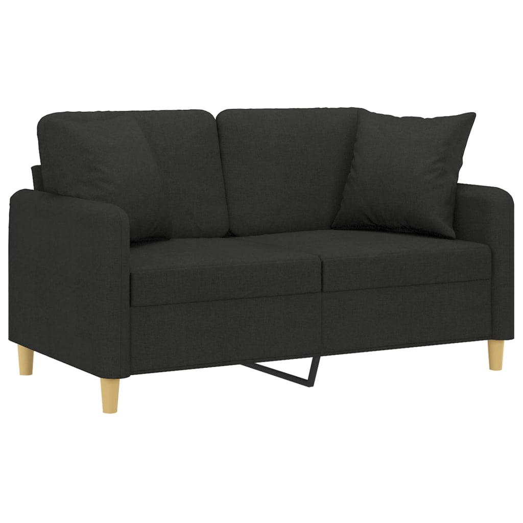 2-Sitzer-Sofa mit Zierkissen Schwarz 120 cm Stoff