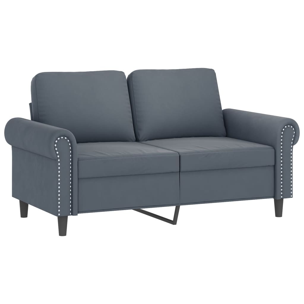 2-Sitzer-Sofa mit Zierkissen Dunkelgrau 120 cm Samt