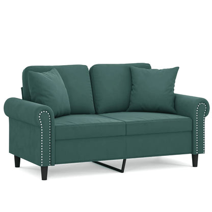 2-Sitzer-Sofa mit Zierkissen Dunkelgrün 120 cm Samt