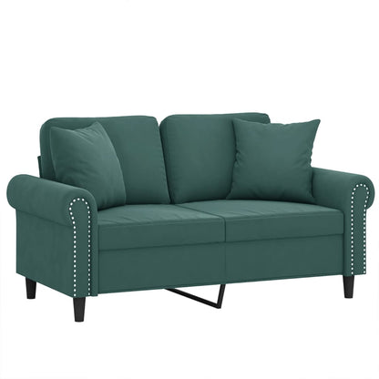 2-Sitzer-Sofa mit Zierkissen Dunkelgrün 120 cm Samt