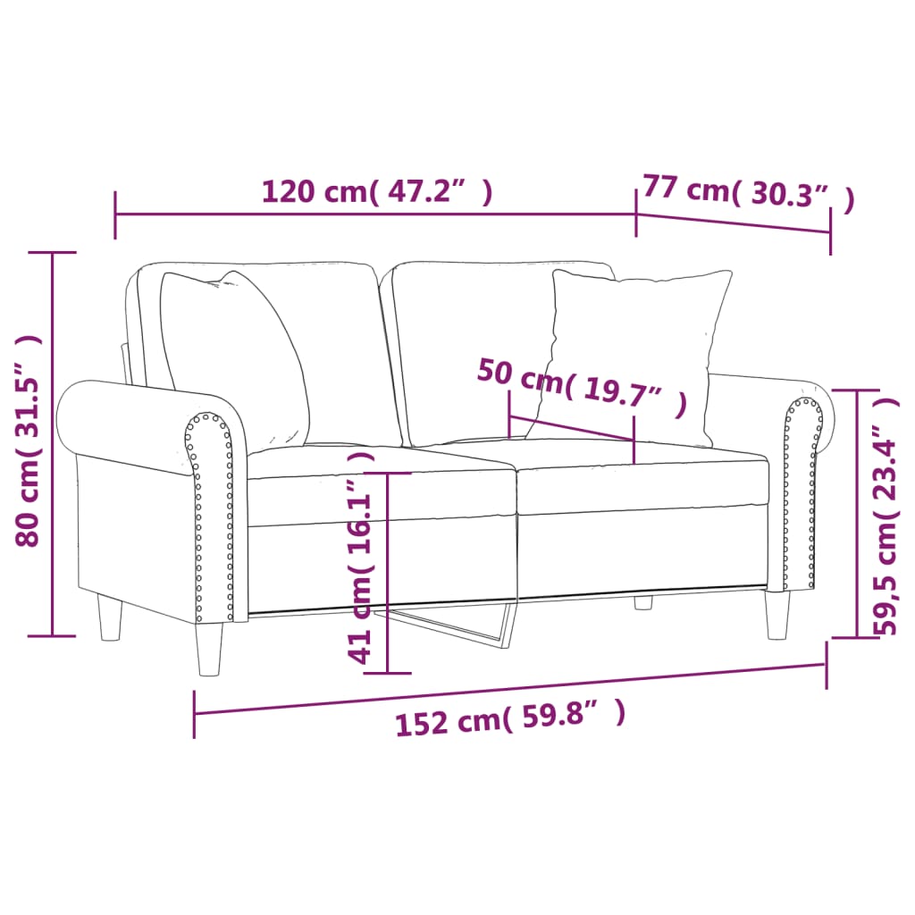 2-Sitzer-Sofa mit Zierkissen Dunkelgrün 120 cm Samt