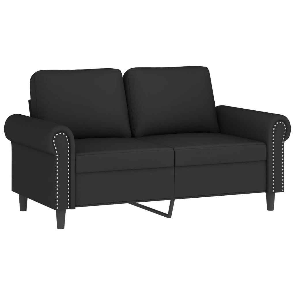 2-Sitzer-Sofa mit Zierkissen Schwarz 120 cm Samt