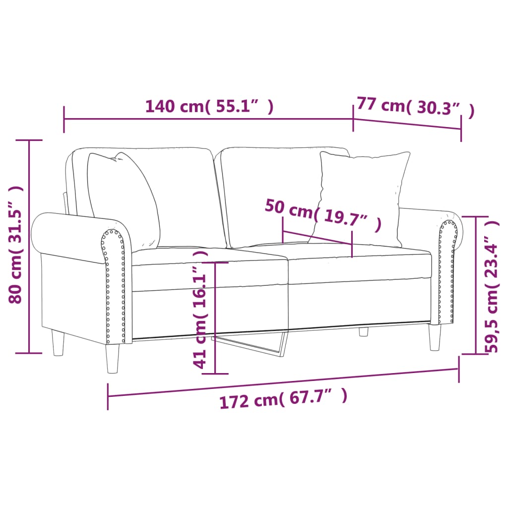 2-Sitzer-Sofa mit Zierkissen Dunkelgrau 140 cm Samt