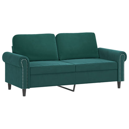 2-Sitzer-Sofa mit Zierkissen Dunkelgrün 140 cm Samt