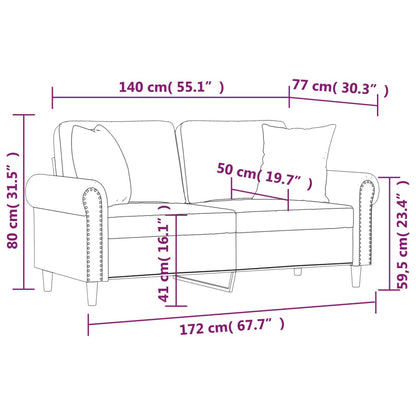 2-Sitzer-Sofa mit Zierkissen Weinrot 140 cm Samt