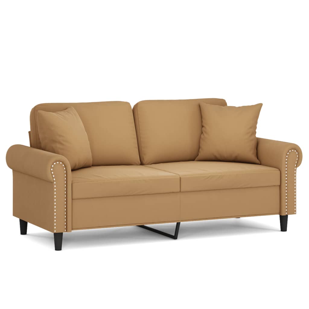 2-Sitzer-Sofa mit Zierkissen Braun 140 cm Samt