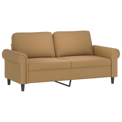 2-Sitzer-Sofa mit Zierkissen Braun 140 cm Samt