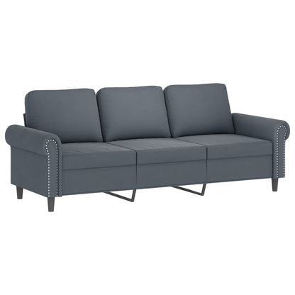 3-Sitzer-Sofa mit Zierkissen Dunkelgrau 180 cm Samt