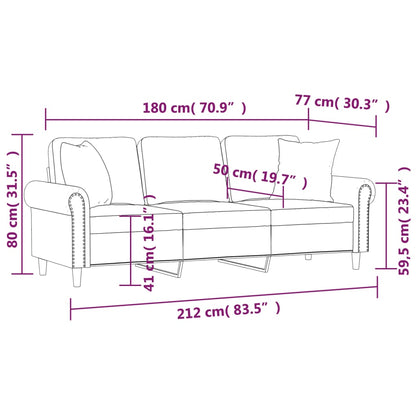 3-Sitzer-Sofa mit Zierkissen Weinrot 180 cm Samt