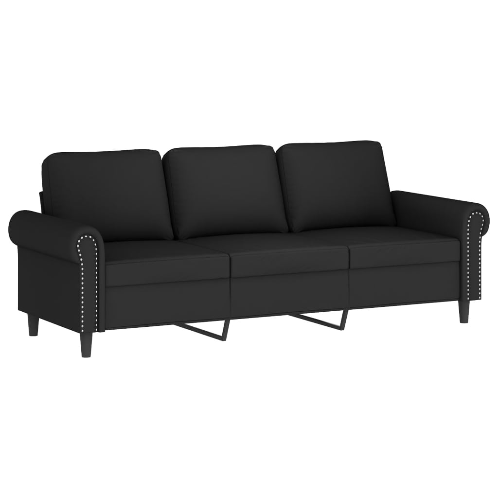 3-Sitzer-Sofa mit Zierkissen Schwarz 180 cm Samt