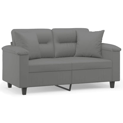 2-Sitzer-Sofa mit Kissen Dunkelgrau 120 cm Mikrofasergewebe