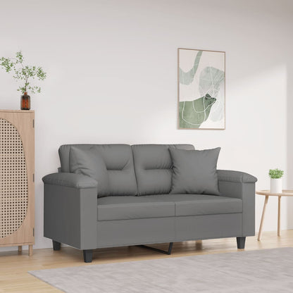 2-Sitzer-Sofa mit Kissen Dunkelgrau 120 cm Mikrofasergewebe