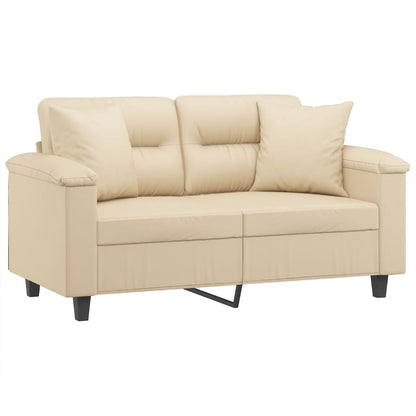 2-Sitzer-Sofa mit Kissen Creme 120 cm Mikrofasergewebe