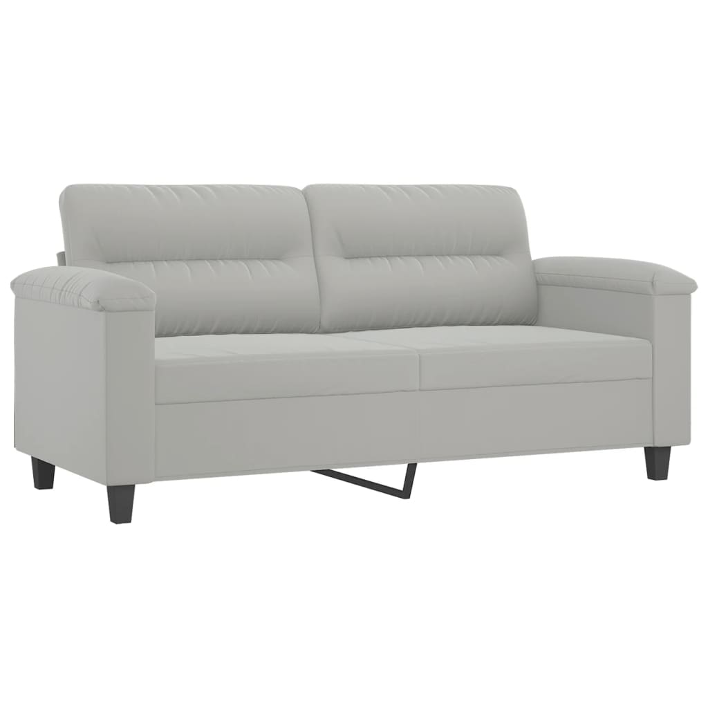 2-Sitzer-Sofa mit Kissen Hellgrau 140 cm Mikrofasergewebe