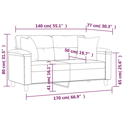 2-Sitzer-Sofa mit Kissen Dunkelgrau 140 cm Mikrofasergewebe