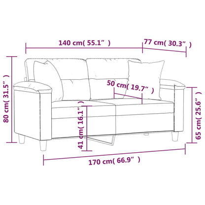 2-Sitzer-Sofa mit Kissen Schwarz 140 cm Mikrofasergewebe