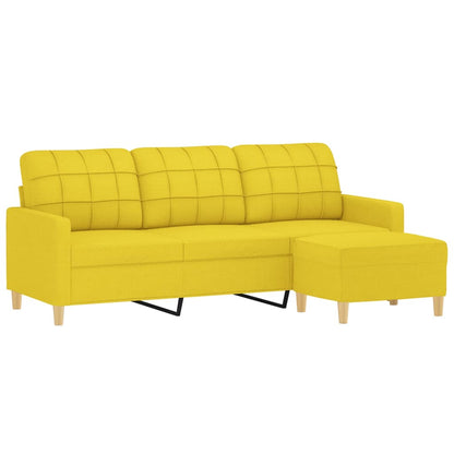 3-Sitzer-Sofa mit Hocker Hellgelb 180 cm Stoff