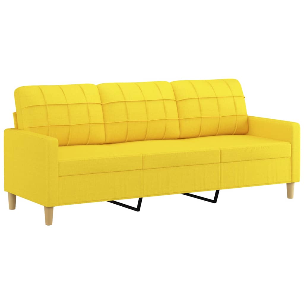 3-Sitzer-Sofa mit Hocker Hellgelb 180 cm Stoff