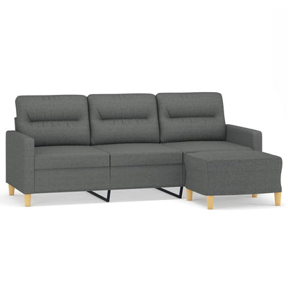 3-Sitzer-Sofa mit Hocker Dunkelgrau 180 cm Stoff