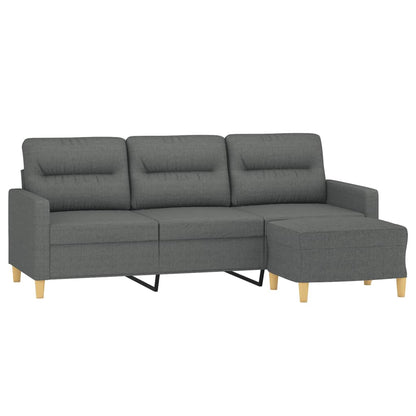 3-Sitzer-Sofa mit Hocker Dunkelgrau 180 cm Stoff