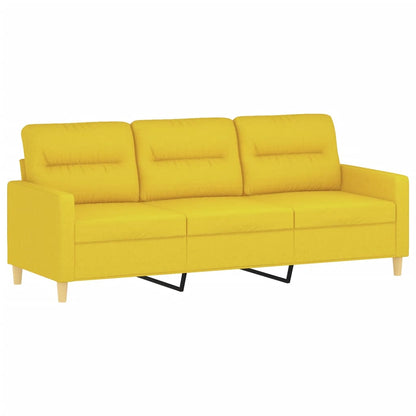 3-Sitzer-Sofa mit Hocker Hellgelb 180 cm Stoff