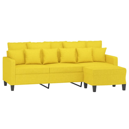 3-Sitzer-Sofa mit Hocker Hellgelb 180 cm Stoff