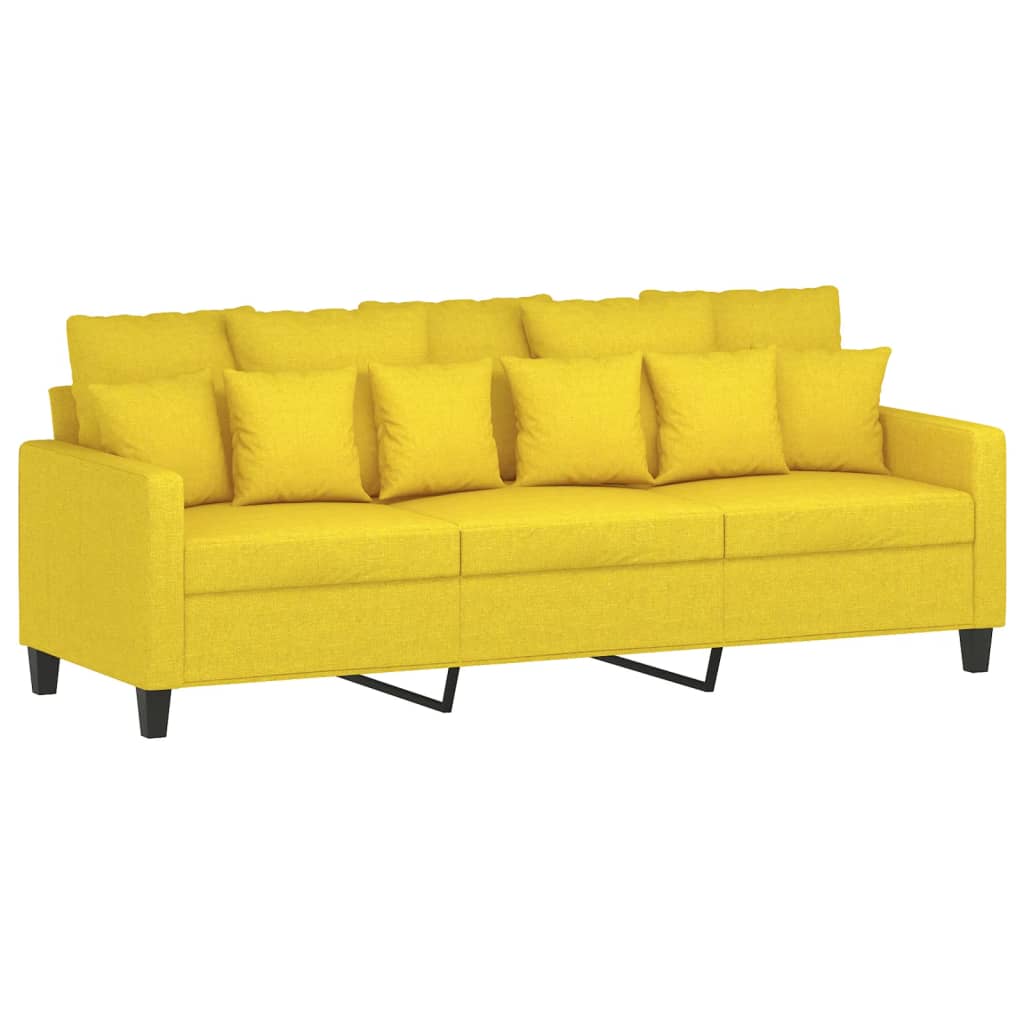 3-Sitzer-Sofa mit Hocker Hellgelb 180 cm Stoff