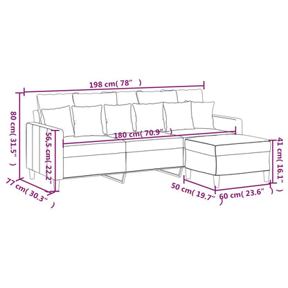 3-Sitzer-Sofa mit Hocker Weinrot 180 cm Samt