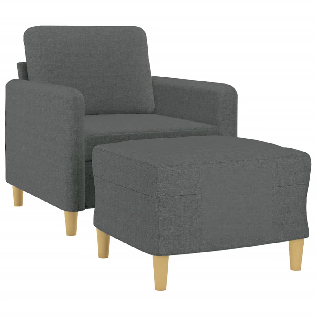 Sessel mit Hocker Dunkelgrau 60 cm Stoff