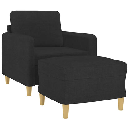 Sessel mit Hocker Schwarz 60 cm Stoff