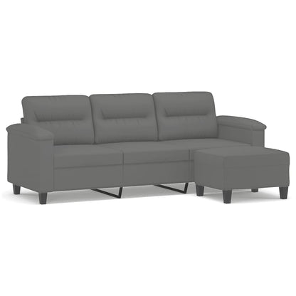 3-Sitzer-Sofa mit Hocker Dunkelgrau 180 cm Mikrofasergewebe