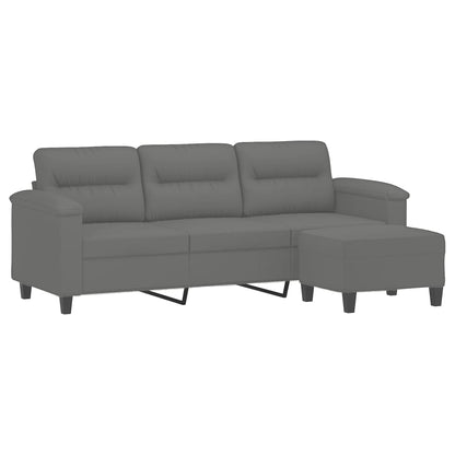 3-Sitzer-Sofa mit Hocker Dunkelgrau 180 cm Mikrofasergewebe